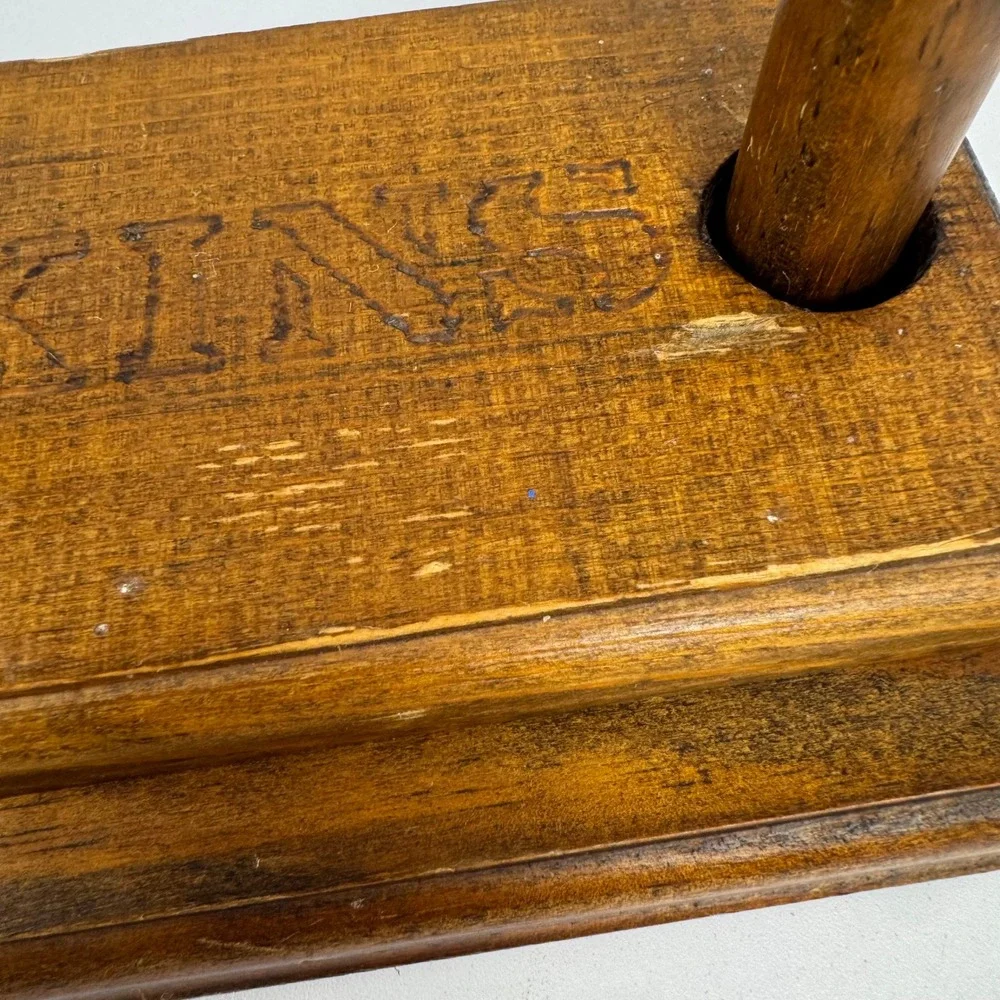 Vintage Wooden Napkin Holder Weighted Two Post Rustic Farmhouse Kitchen Decor‎